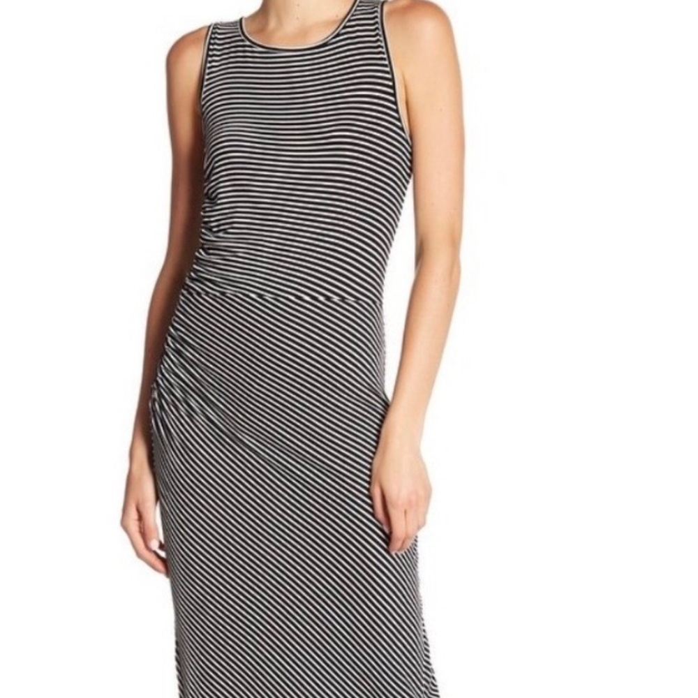 BOBEAU MAXI Black Striped Dress NWT